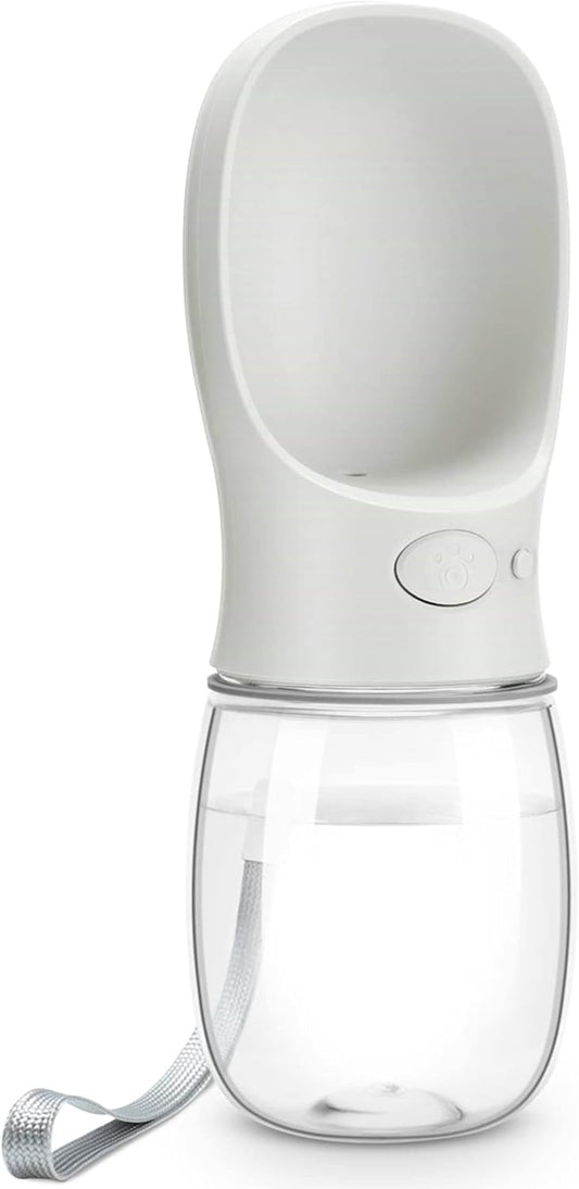 Portable Leak-Proof Dog Water Bottle with Drinking Feeder for Travel - 12 oz Milk White