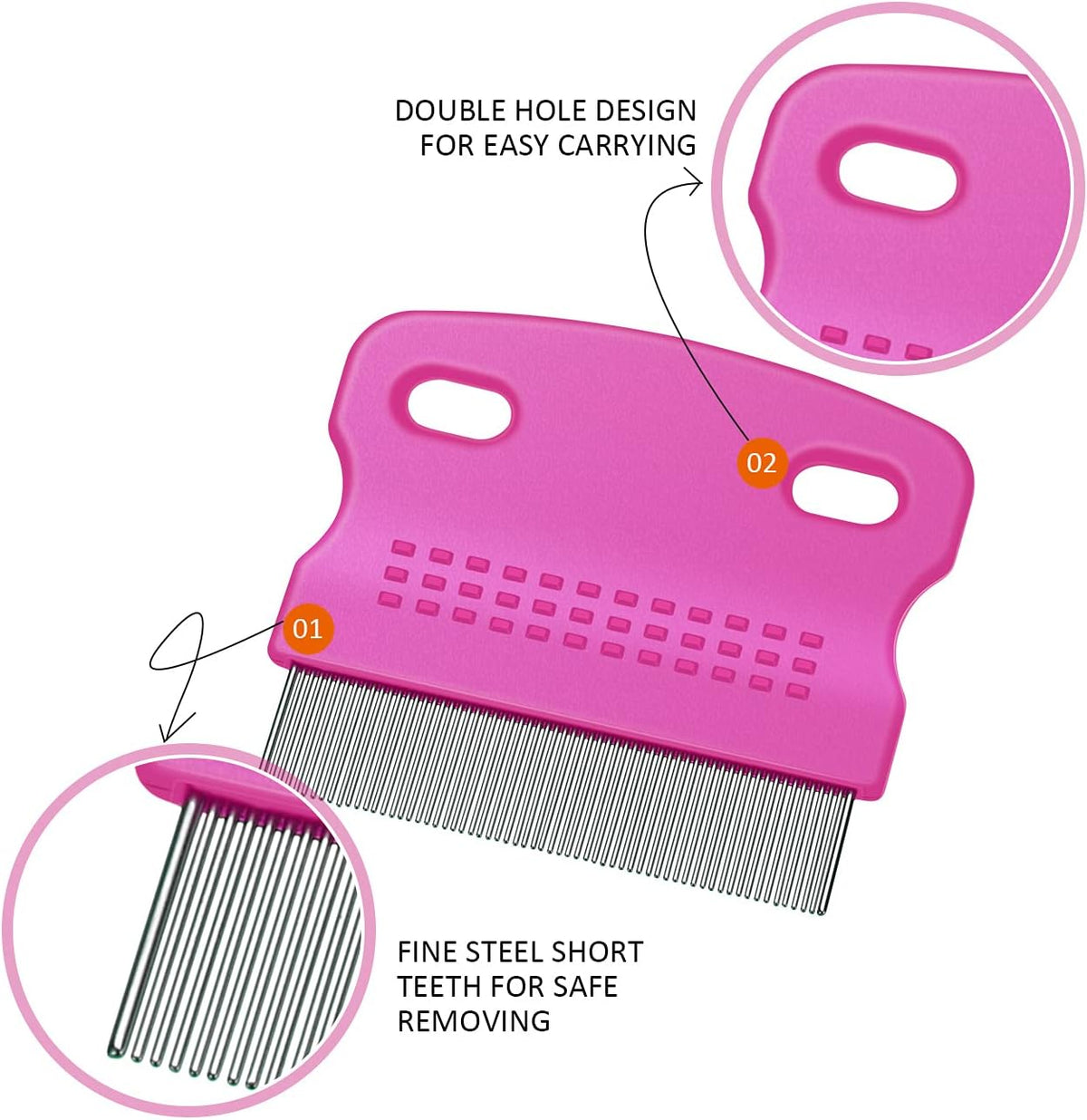 6-Pack Multi-Color Flea Combs for Pets