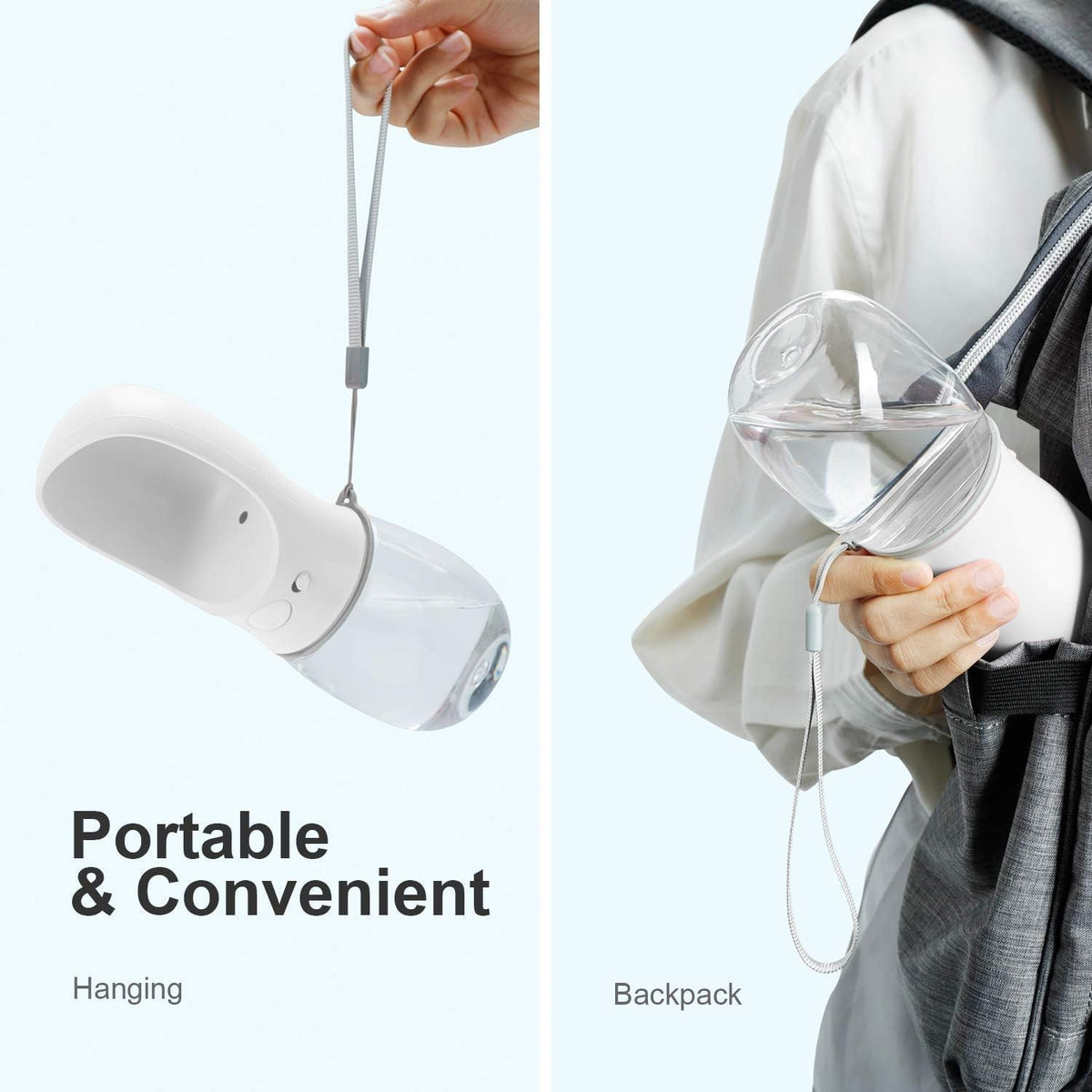 Portable Leak-Proof Dog Water Bottle with Drinking Feeder for Travel - 12 oz Milk White