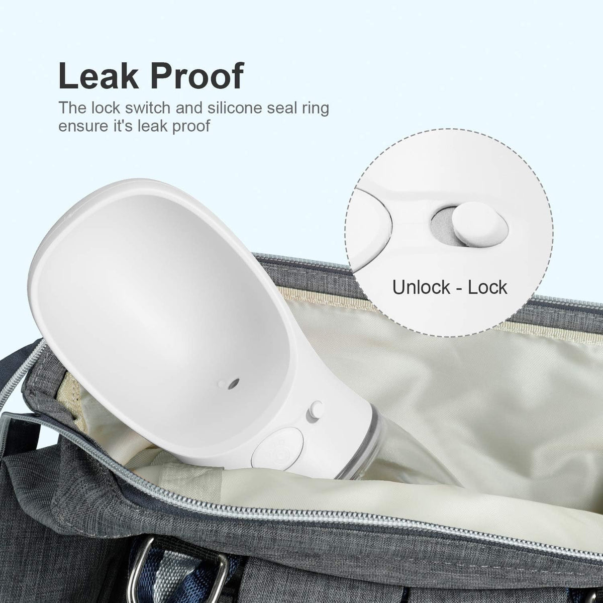 Portable Leak-Proof Dog Water Bottle with Drinking Feeder for Travel - 12 oz Milk White