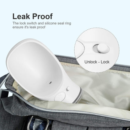 Portable Leak-Proof Dog Water Bottle with Drinking Feeder for Travel - 12 oz Milk White