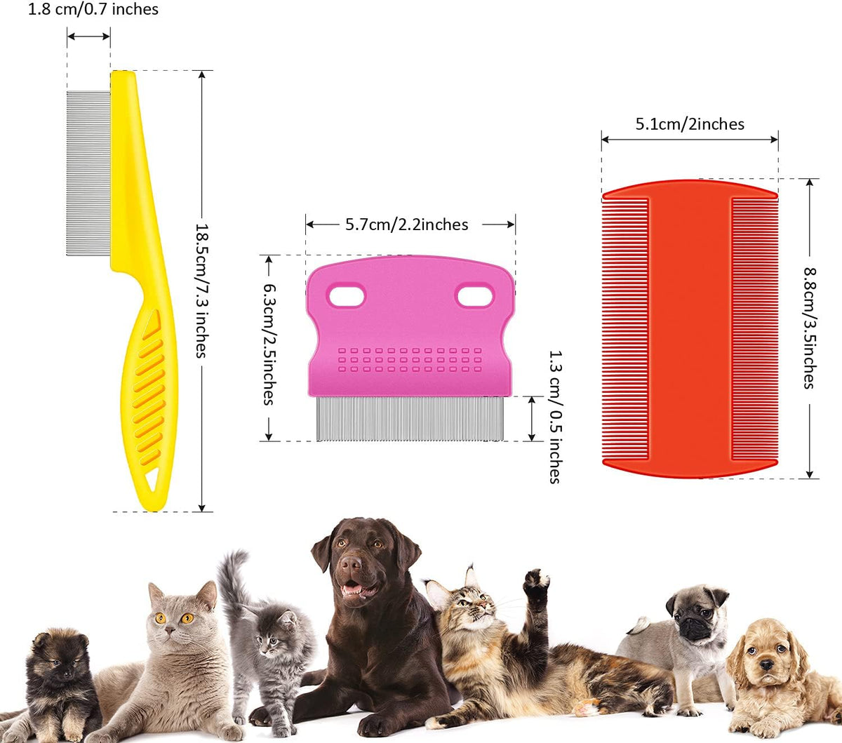 6-Pack Multi-Color Flea Combs for Pets