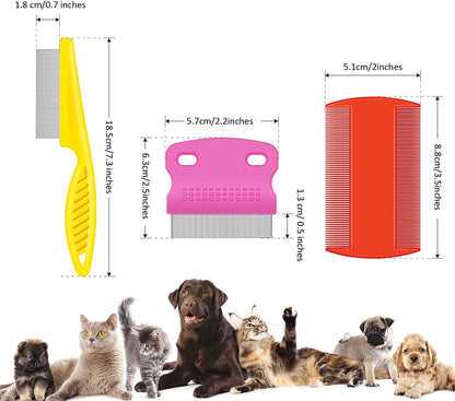 6-Pack Multi-Color Flea Combs for Pets