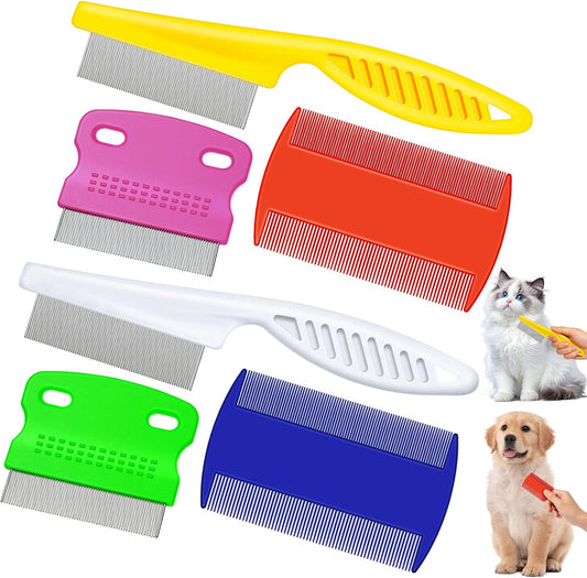 6-Pack Multi-Color Flea Combs for Pets