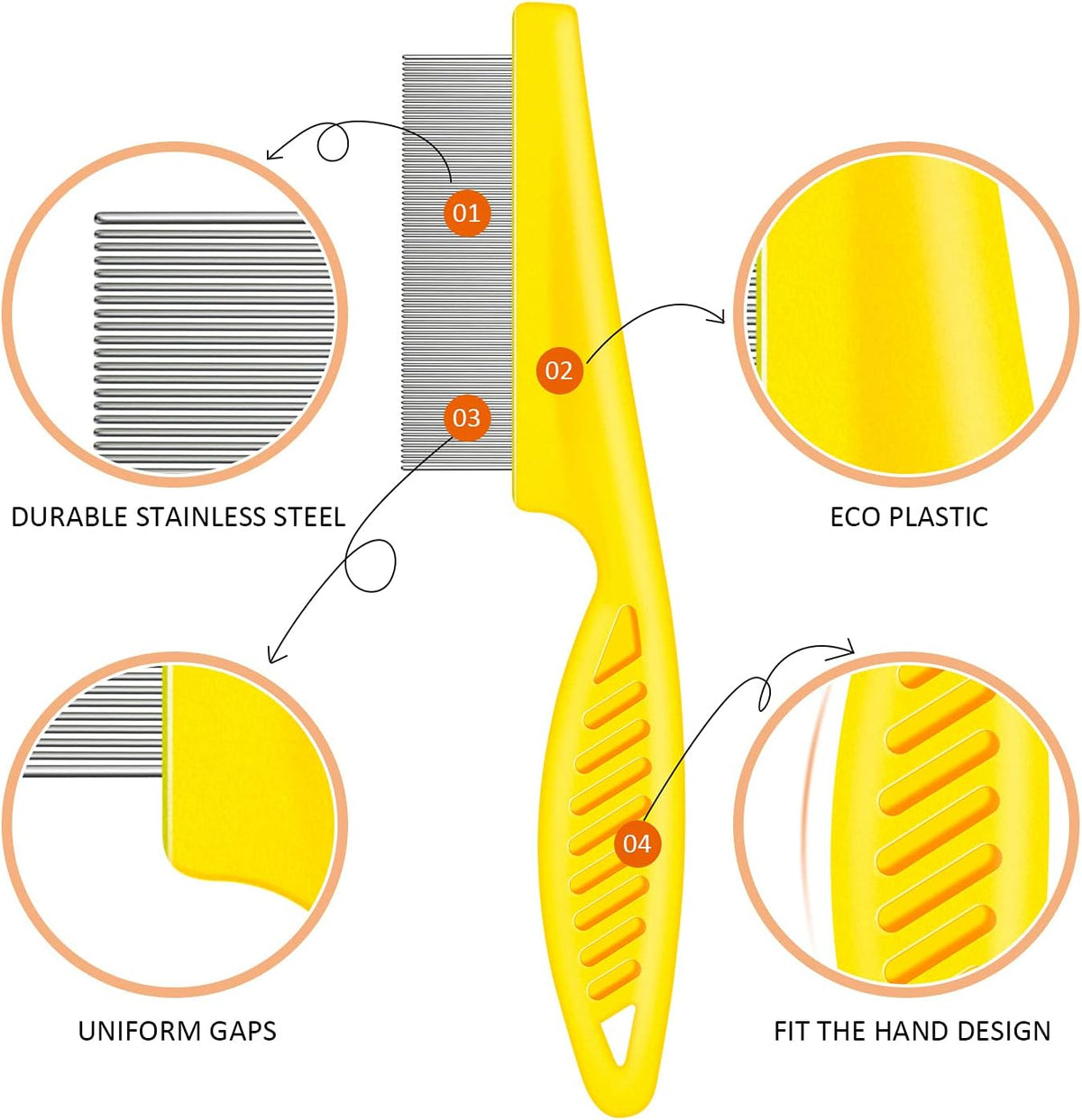6-Pack Multi-Color Flea Combs for Pets
